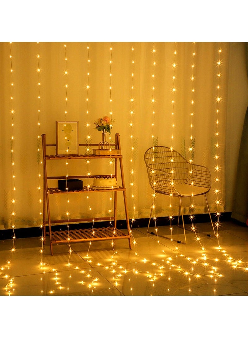 ZAYO LED Curtain Lights D8 Warm White Fairy Curtain String Lights Decorative LED Window Lights for Bedroom, Wedding Backdrop, Party, Home & Festival Decoration -  3 X 2 Meter - Image 1